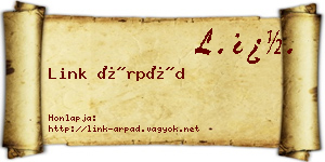 Link Árpád névjegykártya
